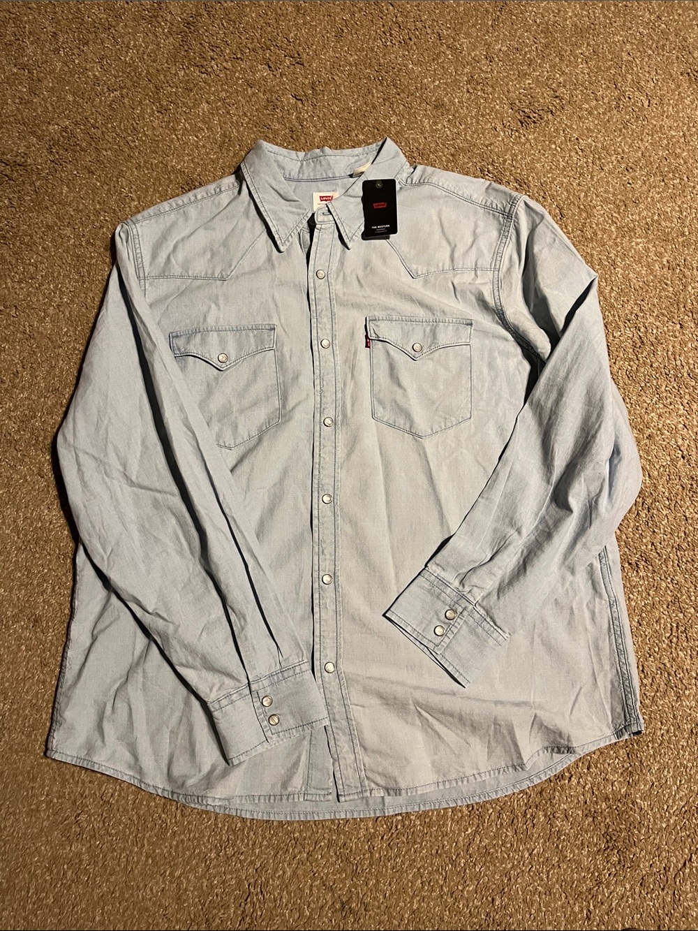 Levi's Light Blue Denim Western Button-Down Shirt - Men's XL